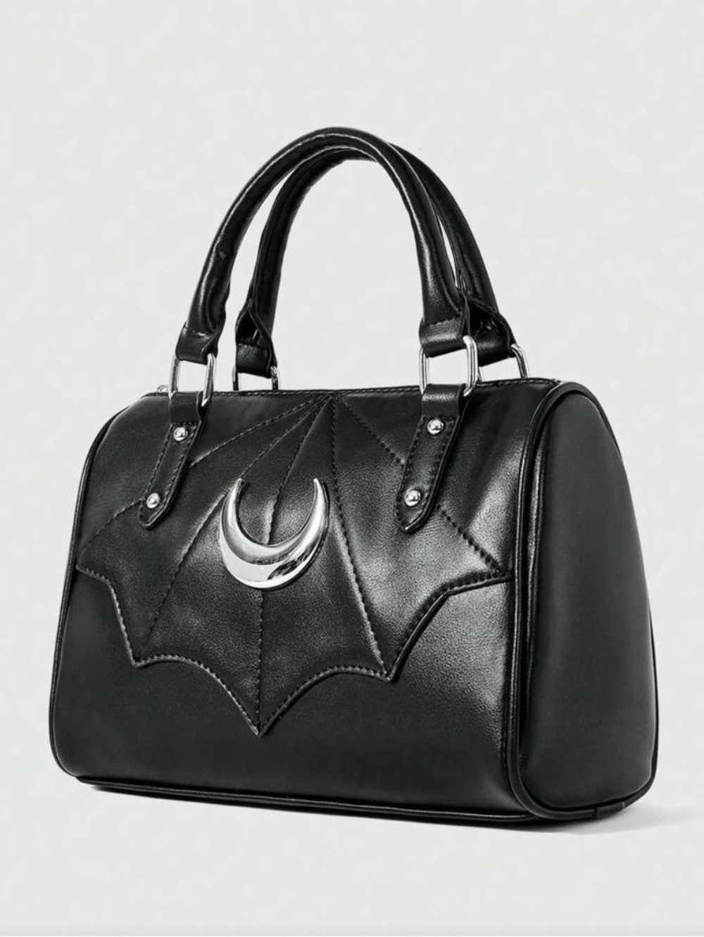 Gothic Witchy Crescent Moon Faux Leather Satchel Purse